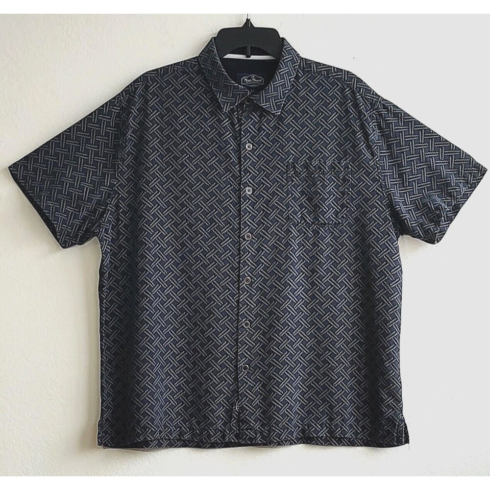 Nat Nast Shirt Black/White Short Sleeve Silk Blend Luxury Originals